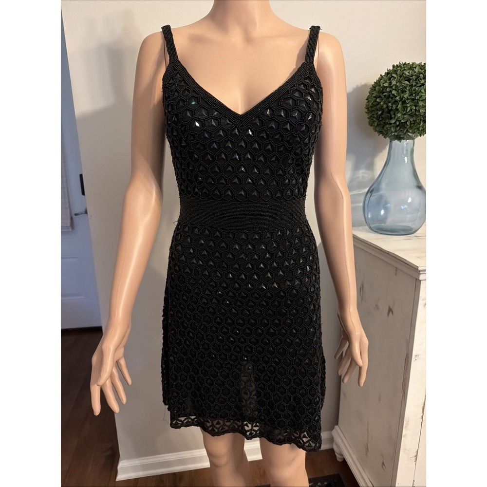Primavera Couture Homecoming Cocktail Little Black Dress Fully Beaded